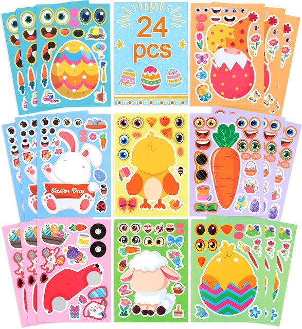 ZQNYCY Oster-Puzzle-Aufkleber, Haseneier, 8–24-teiliges Set - Bild 1