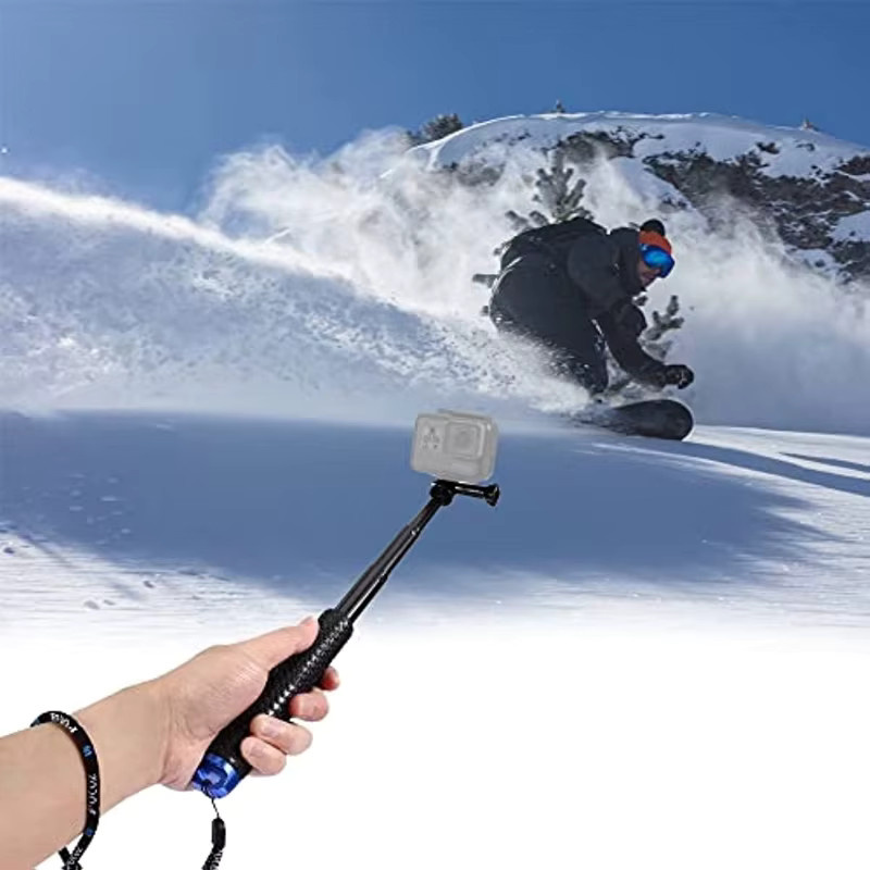 Lousxy Teleskop-Selfie-Stick aus Aluminiumlegierung in Schwarz, ausziehbar auf 48 cm für GoPro, OSMO Action und Actioncams - Bild 2
