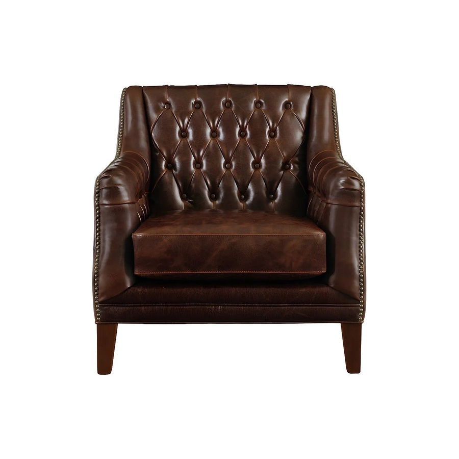 Vente-unique Sessel Colbert Chesterfield aus Leder in Schokobraun mit gerader Rückenlehne und Armlehnen - Bild 2