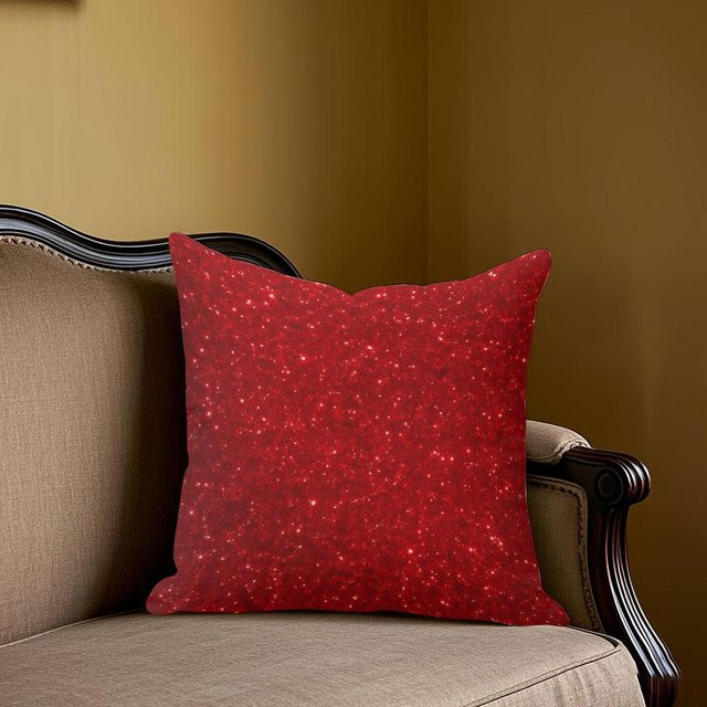 Potdemiel Jacquard Kissenhülle mit Glitzer-Diamant-Design in Rot, quadratisch, 40 x 40 cm - Bild 1