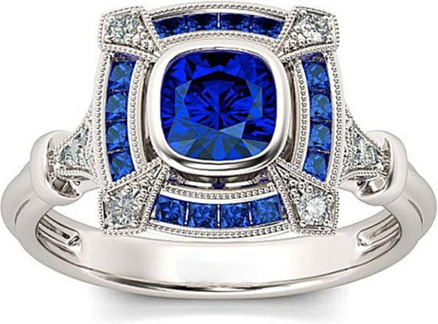 YIRAN Ring, Saphir, Zirkonia, Kupfer, blue, Damen - Bild 1