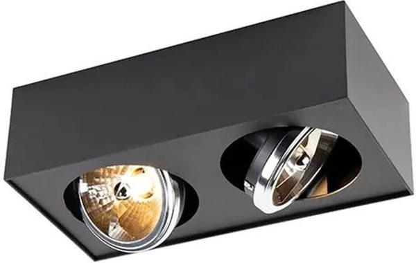 QAZQA Design Spot Kaya Schwarz Quadratisch 2-flammig aus Metall und Aluminium mit verstellbarem Lichtstrom