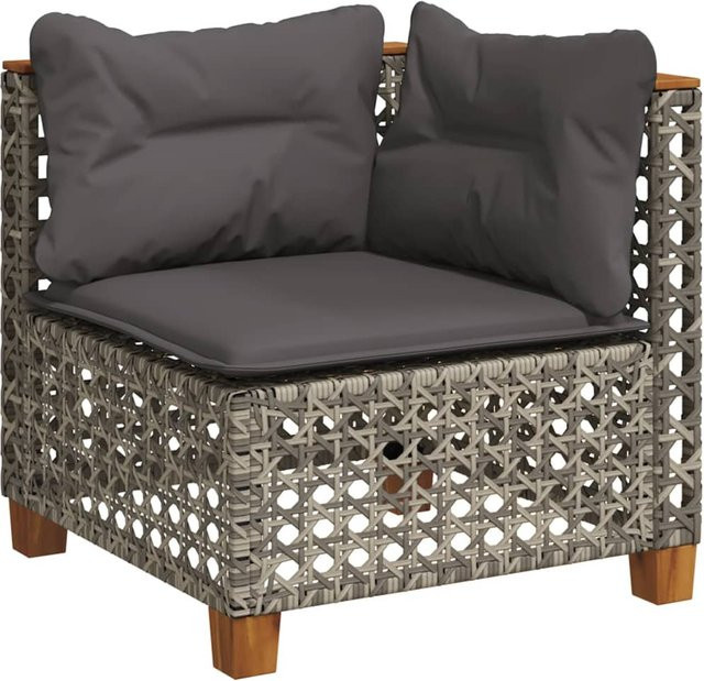 Modernes Garten Ecksofa von VD Home Furnishing aus grauem Poly-Rattan mit Polsterkissen - Bild 1