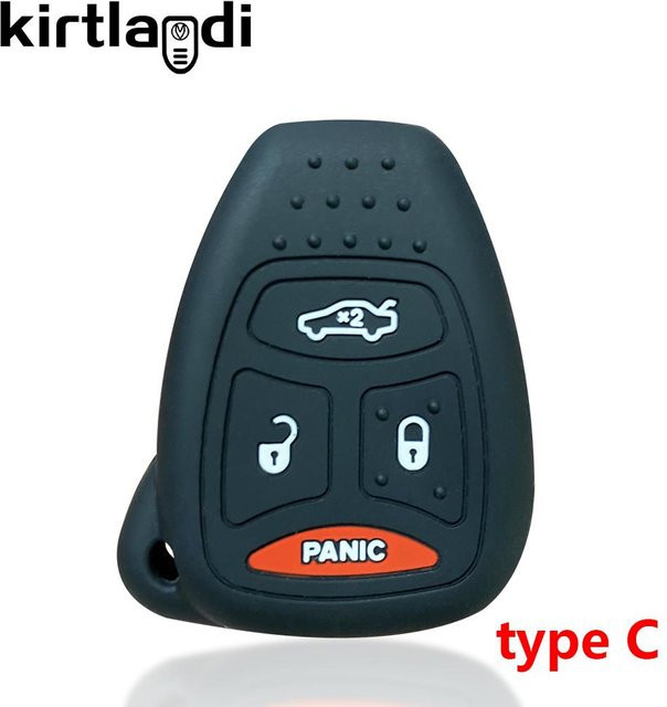 Silikon Schlüsselhülle in Schwarz für Chrysler Voyager, Pacifica, 300c, PT Cruiser, Dodge Caliber, Avenger, Jeep Grand Cherokee, Compass und Patriot - Bild 1