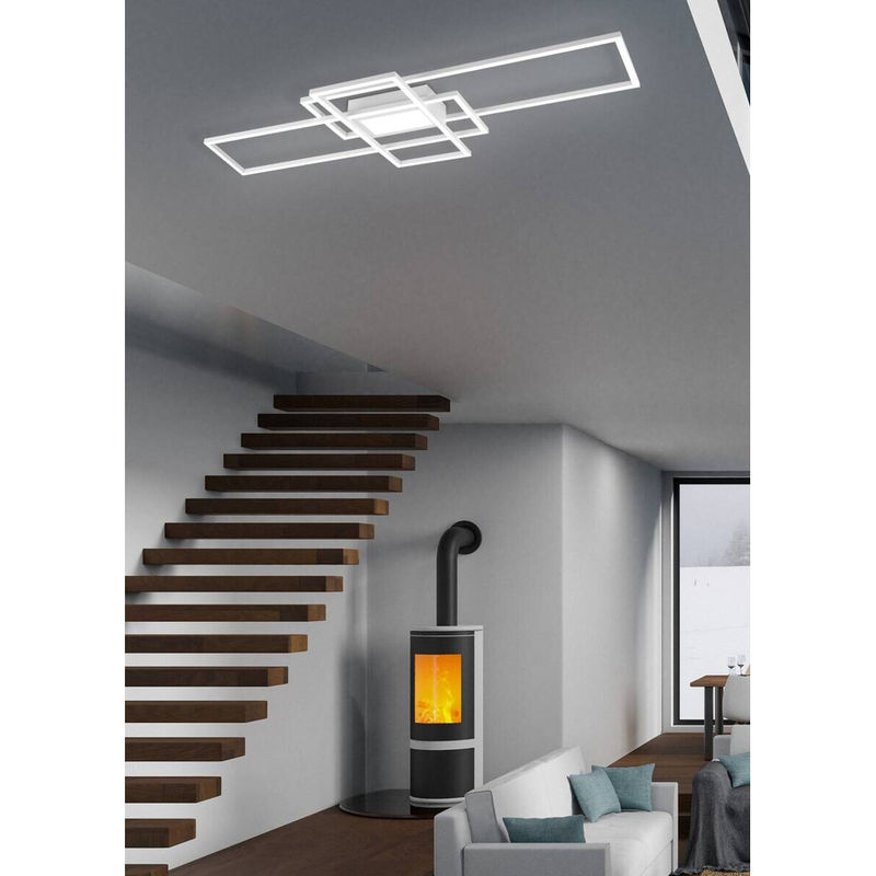 TRIO Deckenleuchte Irvine in Weiß, moderne LED-Leuchte aus Metall, dimmbar mit Fernbedienung, B/H/T: 42 x 6 x 105 cm - Bild 3