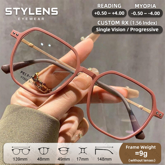 STYLENS Lesebrille, Quadratisch, Vollrand, Kunststoff, Pink, Damen - Bild 1