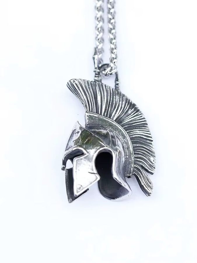 Herren-Halskette mit Vintage-Maskenanhänger, Edelstahl, Silber - Bild 6