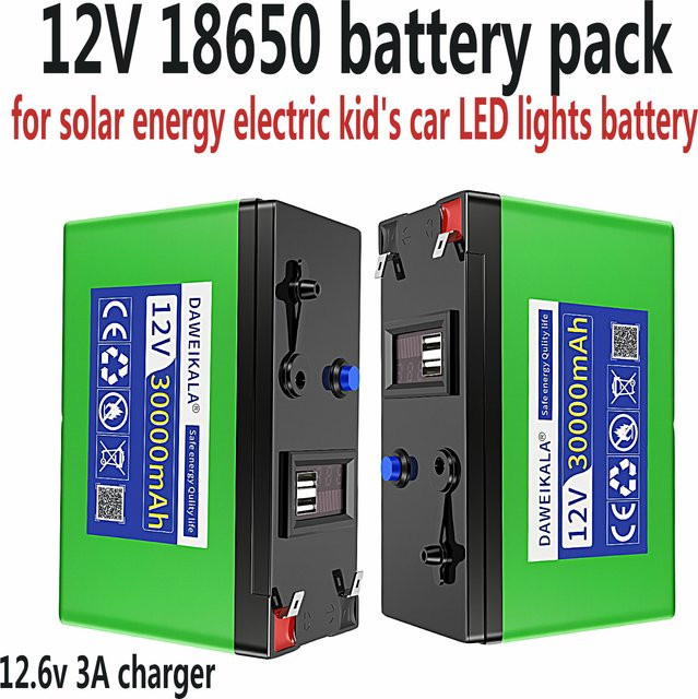 DAWEIKALA 12V Lithium-Batterie 10Ah wiederaufladbarer 18650 Akku für Solarenergie, elektrische Kinderautos und LED-Leuchten - Bild 1