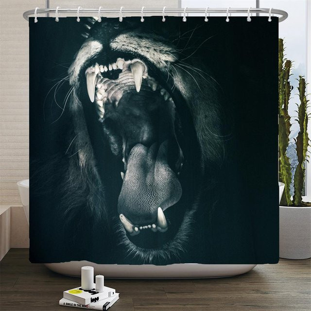 Baifenbai Home Furnishing Duschvorhang mit Affe und Orang-Utan Tierdruck aus wasserdichtem Polyester, B: 90 cm, H: 180 cm - Bild 1