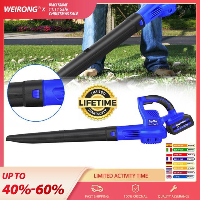 Kabelloser elektrischer Laubbläser von BRIEFNESS in Blau mit 4000 W Leistung, 4,0 Ah Akku und Ladegerät, 21 V und 10500 U/min - Bild 1