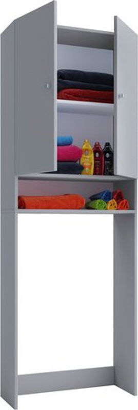 VCM Waschmaschinenschrank Lona in Grau mit Türen und Regalfächern, B/T/H: 64 x 27 x 182 cm - Bild 2