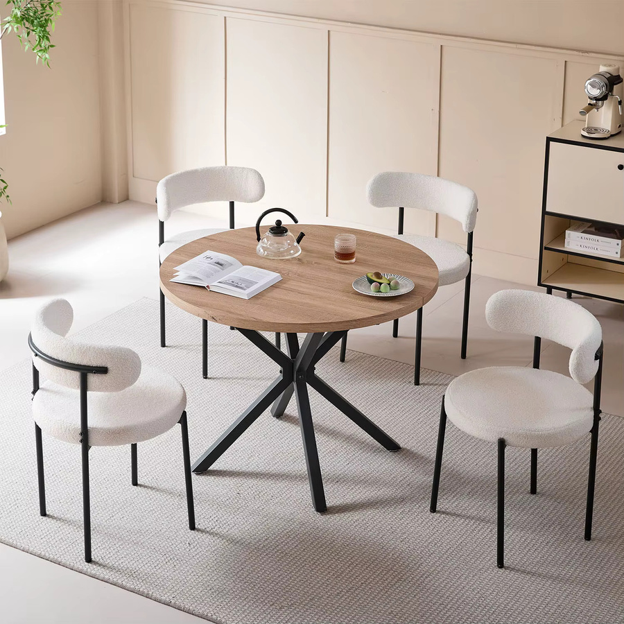 EGOONM Esszimmerstühle im nordischen Stil mit Teddy-Samt und Metallgestell für Esszimmer, Küche oder Home Office in Schwarz oder Weiß - Bild 3