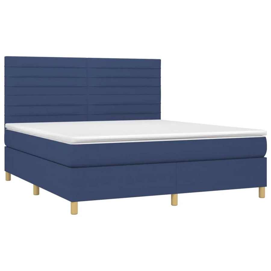 vidaXL Boxspringbett mit Matratze und LED-Beleuchtung in Blau, B/T/H: 160 x 203 x 118 cm - Bild 2