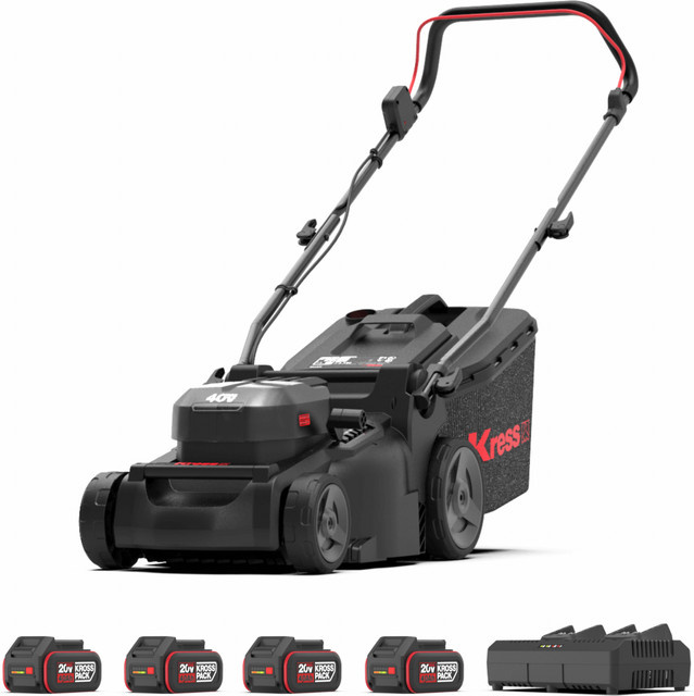 AkkuRasenmäher KG745 40 V Mähgerät Komplettset mit 37 cm Schnittbreite inklusive 4 Akkus und 1 Doppelladegerät - Bild 1