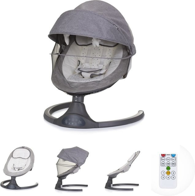 Chipolino Babywippe Brida in Grau mit Fernbedienung, Moskitonetz, Kissen und Plüschtieren - Bild 1
