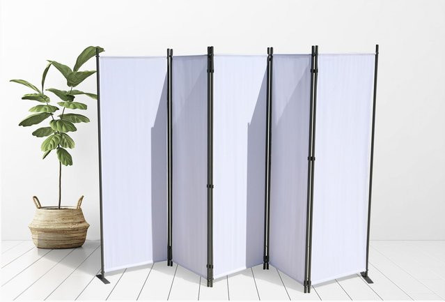GRASEKAMP Paravent 2er Set in Weiß, 4-teilig aus Polyester und Stahlrohr, Höhe: 170 cm, Breite: 225 cm - Bild 1