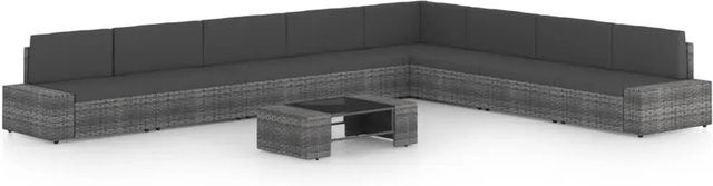 vidaXL 9-tlg. Garten-Lounge-Set in Grau und Anthrazit mit Kissen aus Poly-Rattan und Metallgestell - Bild 1