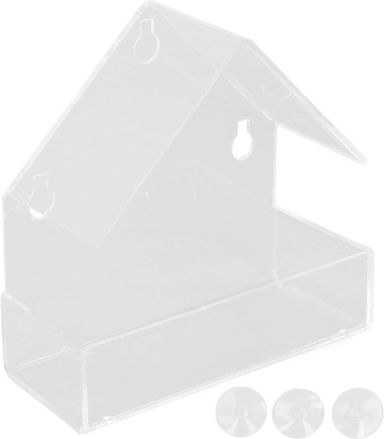 CosyHome Fenster-Vogelfutterhaus aus Acryl mit Saugnapf in Weiß und Transparent - Bild 1