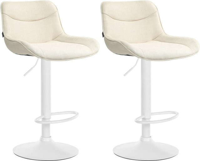 DELUKE 2er Set Barhocker RAGAD in Creme Weiß, höhenverstellbare Barstühle aus Stoff mit Lehne und 360 Grad Drehsitz, B/T/H: 49 x 51 x 85 cm - Bild 1