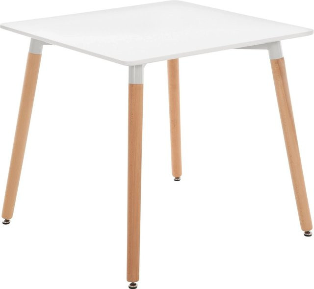 DELUKE Esstisch HILDA quadratisch in Weiß und Buchenholz, B/T/H: 80 x 80 x 75 cm - Bild 1