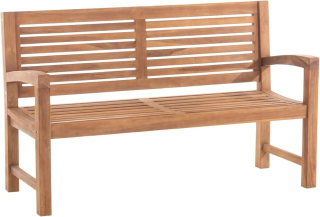 DELUKE Gartenbank DAGAD aus Teakholz in Braun mit Lehne und Armlehnen, B/T/H: 150 x 59 x 92 cm, wetterfest - Bild 1