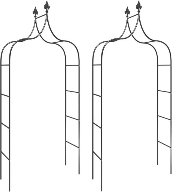 furnicato Gartenbögen aus Stahl, 2 Stück, Schwarz, B: 120 cm, T: 38 cm, H: 260 cm - Bild 1