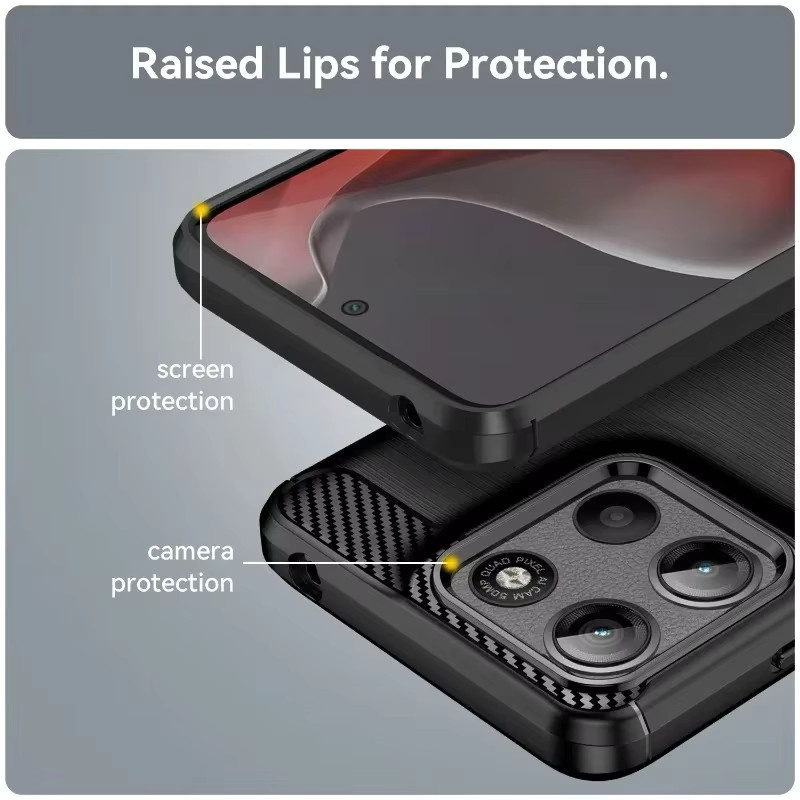 Magnetische Silikon Schutzhülle aus Carbon Fiber für Motorola Moto G57 G67 G06 G86 G56 G66 Edge 70 60 S Pro Fusion Stylus in Schwarz oder Blau - Bild 2