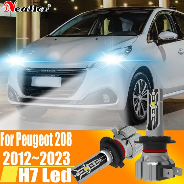 Neallor H7 LED Scheinwerfer Set 2 Stück, Canbus Fehlerfrei, 6000K Weißes Licht, 12V 55W, Passend für Peugeot 208 (2012 - 2023), Farbe: Weiß/Silber - Bild 1