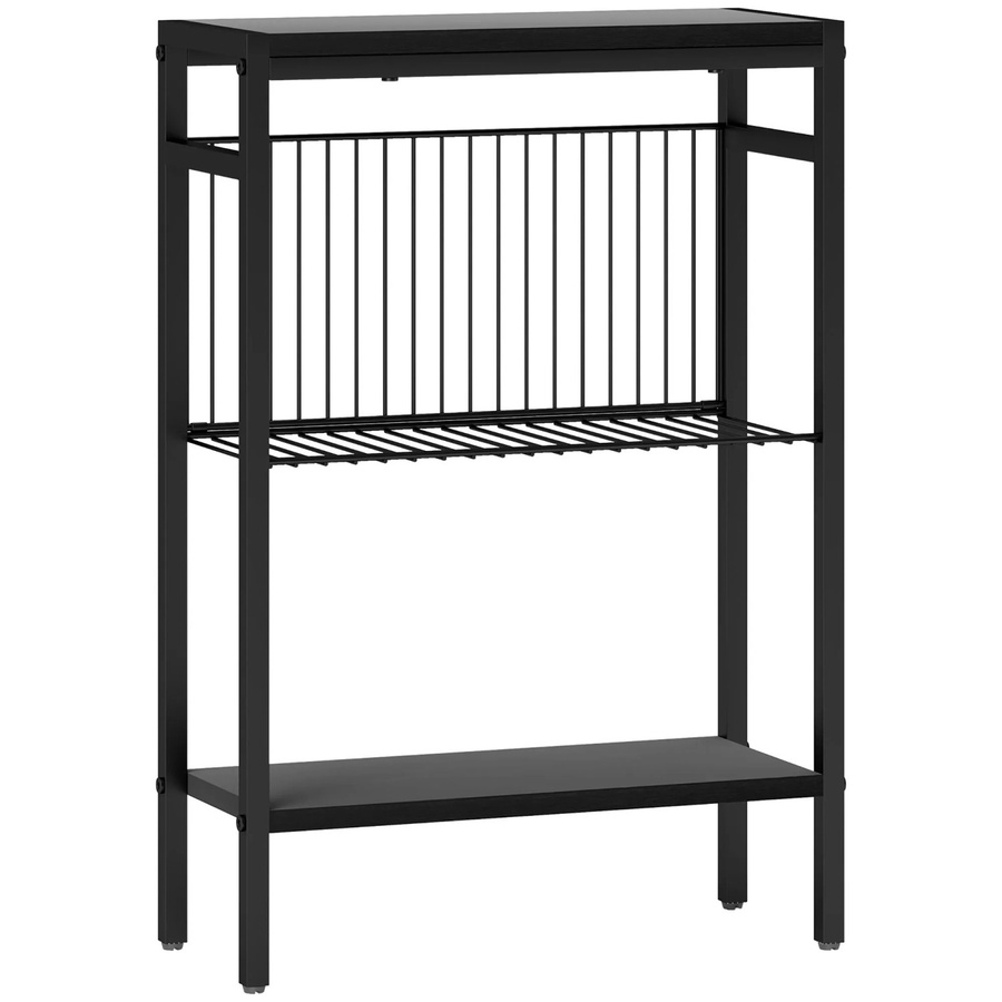 HOMCOM Beistelltisch im Industrie-Look aus Spanplatte und Stahl, Schwarz, B: 18 cm, T: 43 cm, H: 62,5 cm - Bild 2