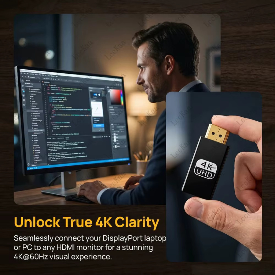 LccKaa DisplayPort zu HDMI Adapter Konverter für 4K UHD @ 60Hz in Schwarz - Bild 5