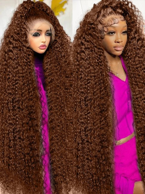HJ WEAVE BEAUTY Perücke, schokoladenbraun, tiefe Welle, HD Spitze Frontal, Damen - Bild 1