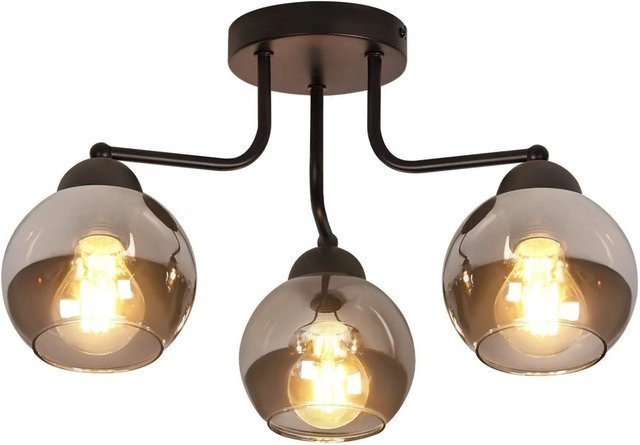 NETTLIFE Deckenleuchte aus Metall und Glas in Schwarz, rund, E27, Durchmesser: 35 cm, Höhe: 25,6 cm - Bild 1