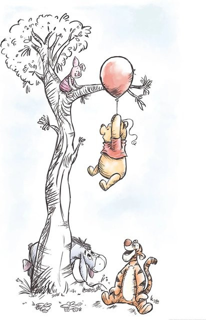 Komar Wandbild Winnie Pooh Hang On, Fotopapier, Multicolor, Breite: 50 cm, Höhe: 70 cm - Bild 1