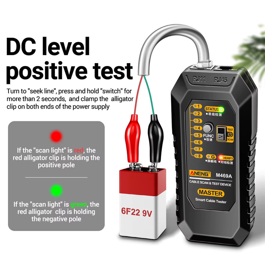 Aideepen Multifunktionaler Leitungsfinder RJ11/RJ45 Kabel-Tracer und Ethernet-Netzwerkkabel-Tester in Schwarz - Bild 4