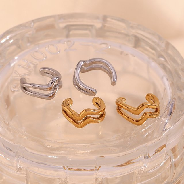 E.B.belle Ohrclip, Wellen, silberfarben, 316L Edelstahl, Unisex - Bild 1
