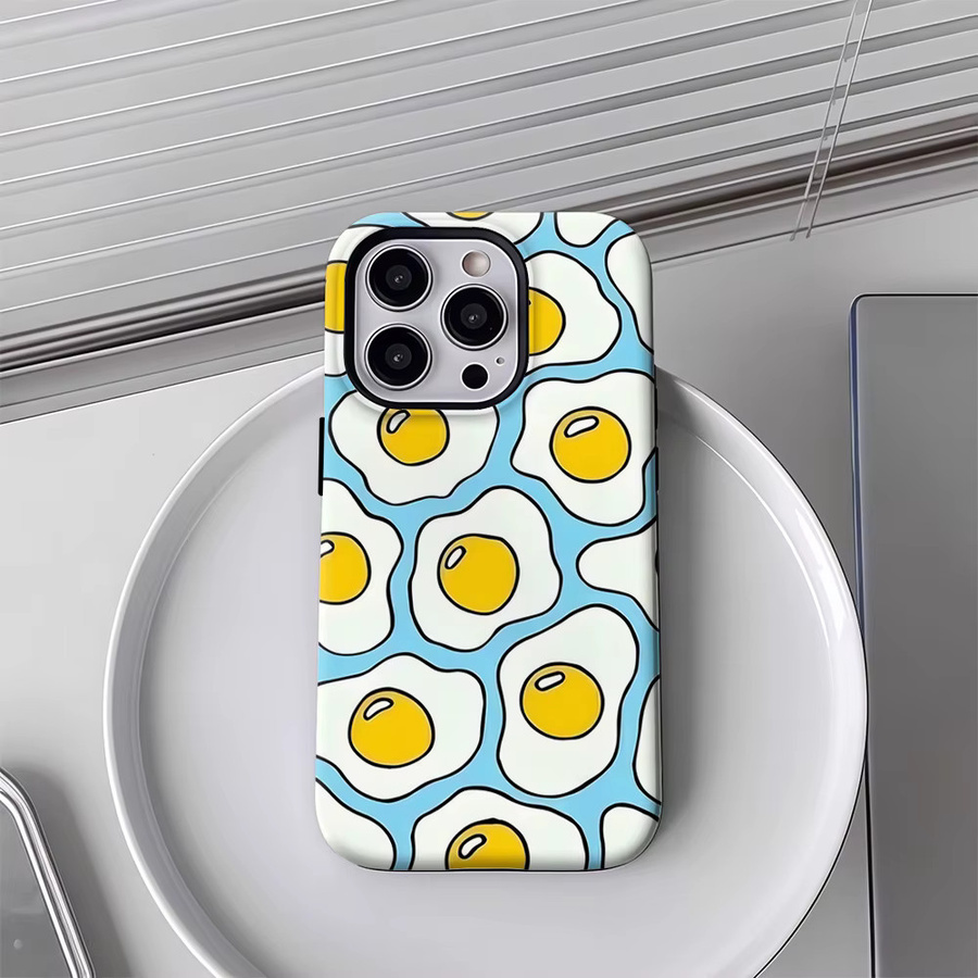 Handyhülle mit Spiegelei-Muster für Apple iPhone 11 bis iPhone 17 Pro Max Plus, doppelschichtige Rückseite, multicolour - Bild 3
