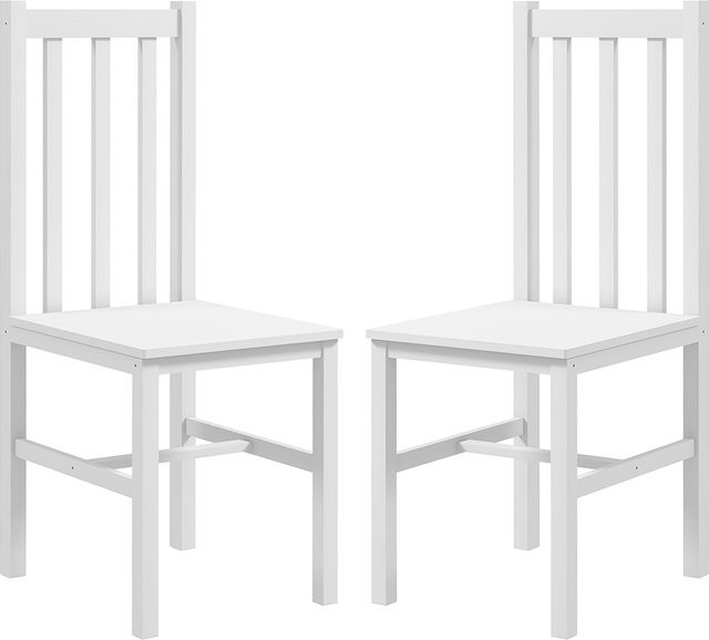 2er-Set HOMCOM Esszimmerstühle aus Kiefernholz in Weiß im Landhausstil, belastbar bis 120 kg - Bild 1