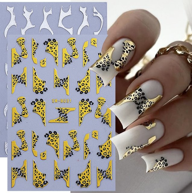 SWEET TREND Nagelaufkleber 3D Leopard Snake Print, 2 Stück, Metallic - Bild 1