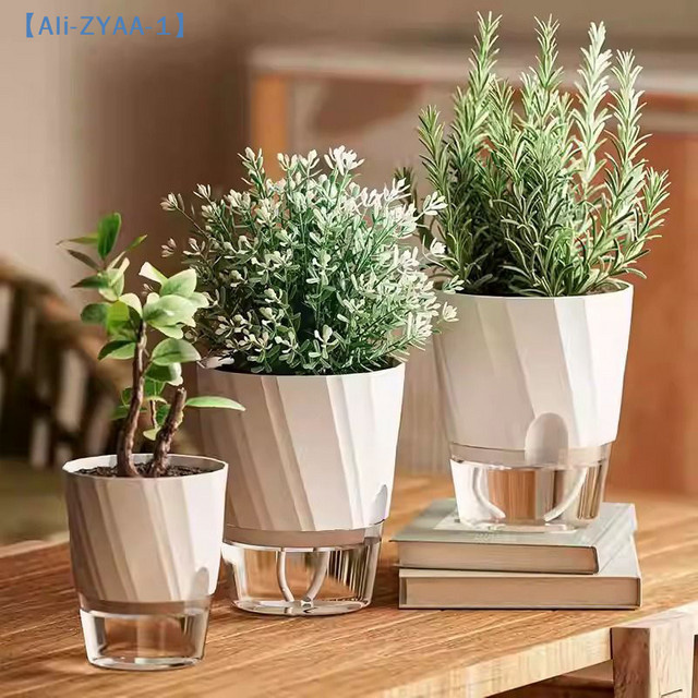 JETTING Hydroponischer Blumentopf mit automatischer Selbstbewässerung aus Kunststoff, transparent und pink - Bild 1