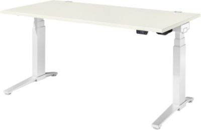 Schäfer Shop Genius ERGOSTYLE S Schreibtisch elektrisch höhenverstellbar, Rechteck, C-Fuß, weiß, B: 160 cm, T: 80 cm, H: 63,5-130,5 cm - Bild 1