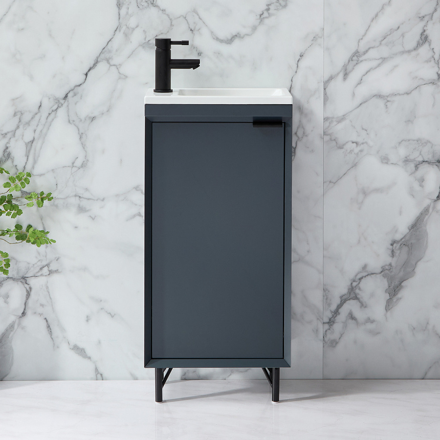 HudsonReed Waschtischunterschrank mit Waschbecken Edge in Anthrazit und Schwarz mit Soft-Close-Türen - Bild 1