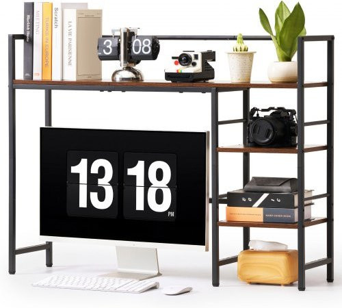 VEVOR Desktop Bookshelf 4-Tier Regal aus Metall und Holz in Schwarz, Organizer für Schreibtisch und Home Office, B/T/H: 67,5 x 58,5 x 23,5 cm - Bild 1