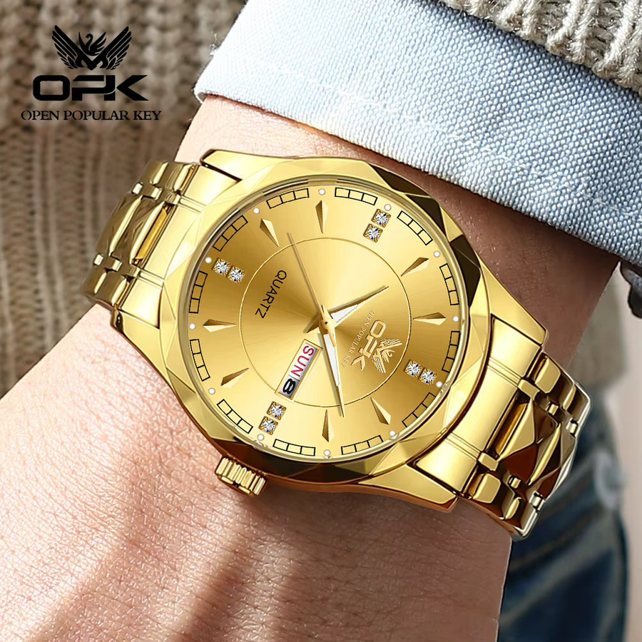 OLEVS Armbanduhr Quarz, Edelstahl, Gold, Herren - Bild 3