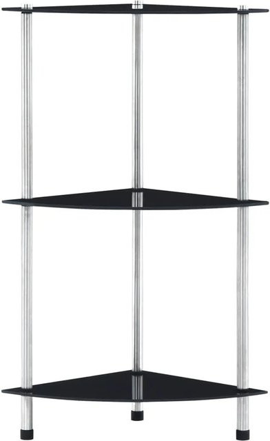 vidaXL Regal mit 3 Ablagen aus Hartglas und Metall in Schwarz, B/T/H: 30 x 30 x 67 cm - Bild 1