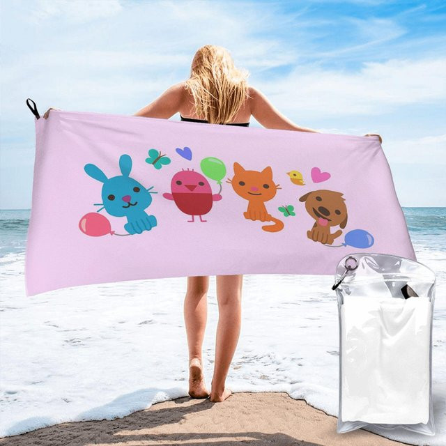 Sago Mini Strandtuch für Kinder aus Mikrofaser, Rosa, B/B/H: 70 x 140 cm - Bild 1