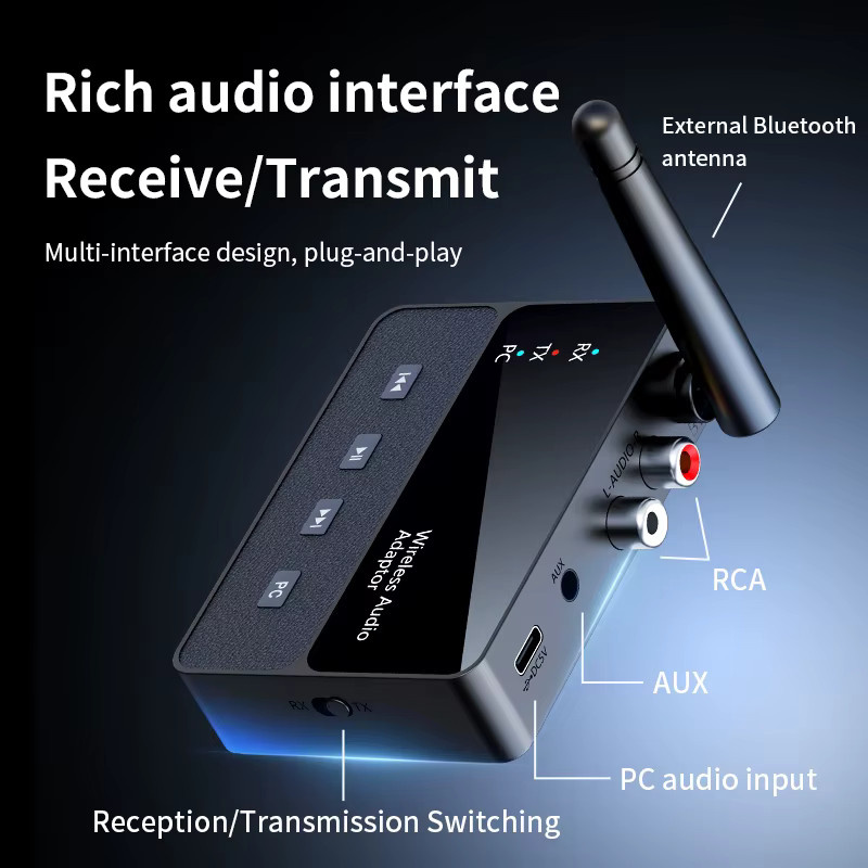 KEBIDUMEI 2-in-1 Bluetooth 6.0 Empfänger und Sender, Wireless Hi-Fi Stereo Audio Adapter mit 3,5-mm-Klinkenstecker und RCA, Schwarz - Bild 5
