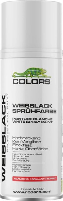 COLORS Sprühlack RAL9016 Weiss Glanz, wetterfest und schnelltrocknend, 400 ml - Bild 1