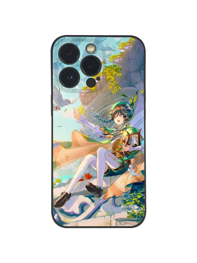 Venti Genshin Impact Handyhülle für iPhone 11 bis 17 Pro Max Plus Mini, Schwarz Frosted Soft Shell - Bild 6