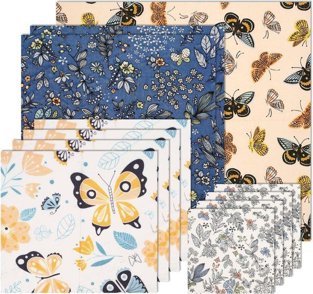 Bloom Habitat Bienenwachstücher Set aus Bio-Baumwolle, 11 Stück, Multicolor, wiederverwendbare Lebensmittelverpackung - Bild 1