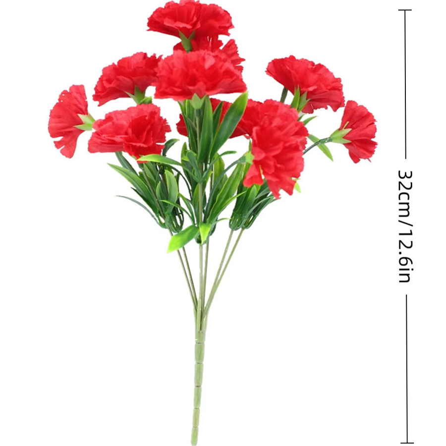 Uflower Künstlicher Nelken-Blumenstrauß aus Seide in Gelb, UV-beständig für Dekoration bei Hochzeit oder Party - Bild 2